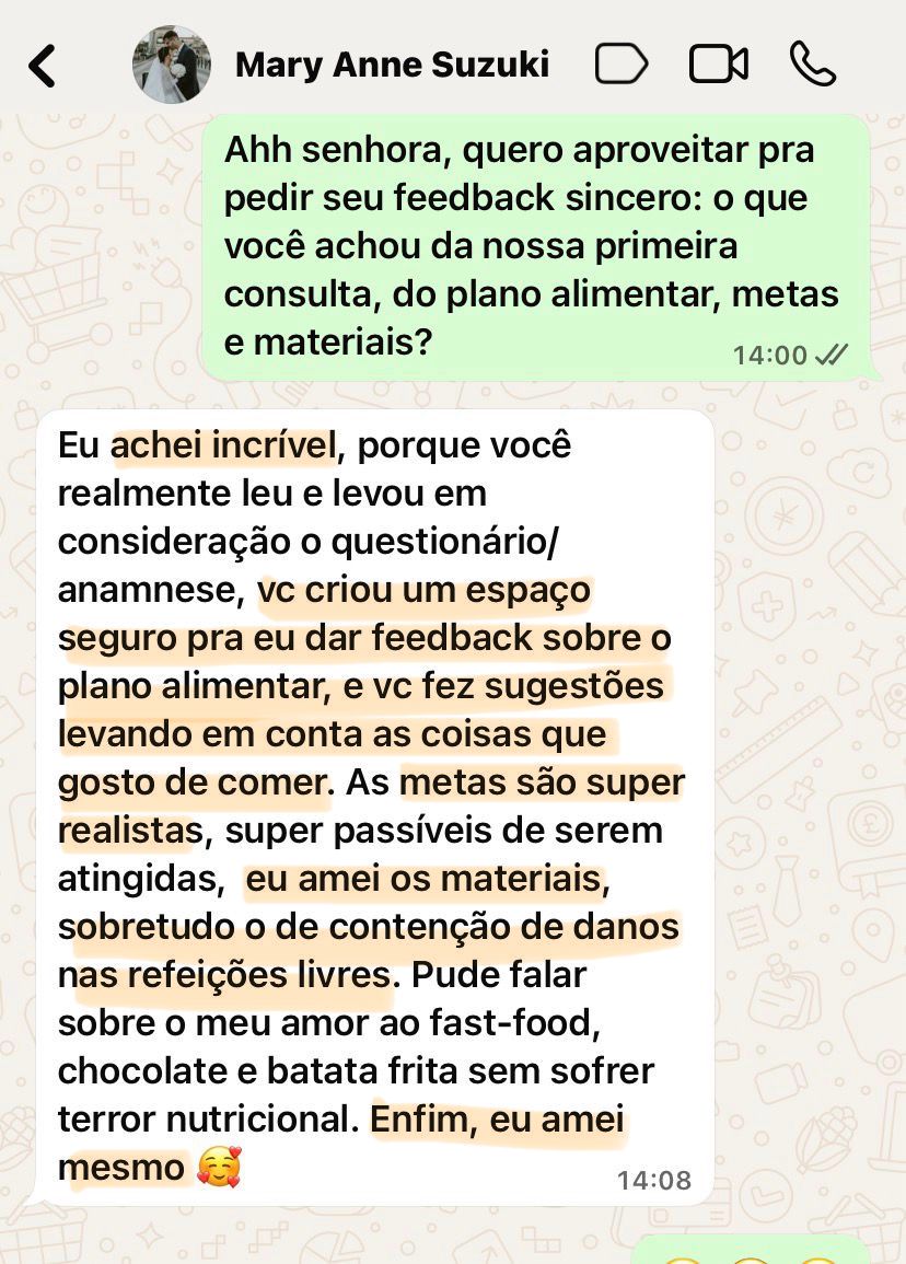 Mensagem de WhatsApp de Mary Anne Suzuki